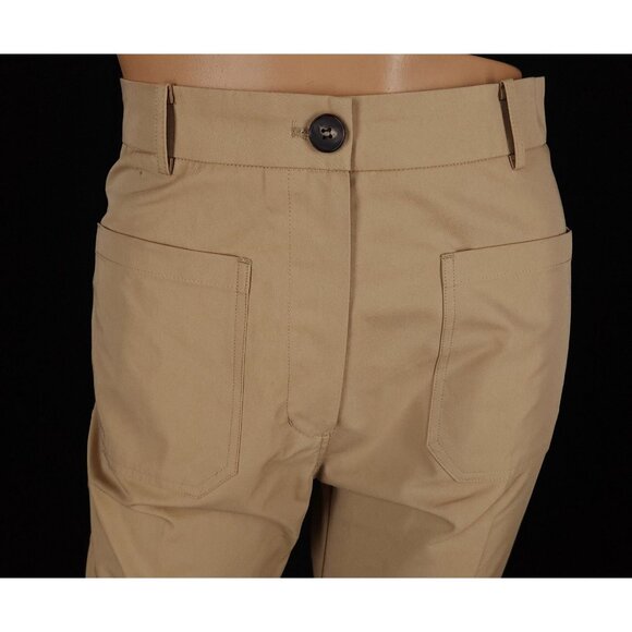 DRAE Cotton Patch Pocket Flared Trousers Size M Womens Beige $325 - Picture 3 of 14